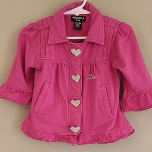 Adorable pink jacket with sparkly heart buttons